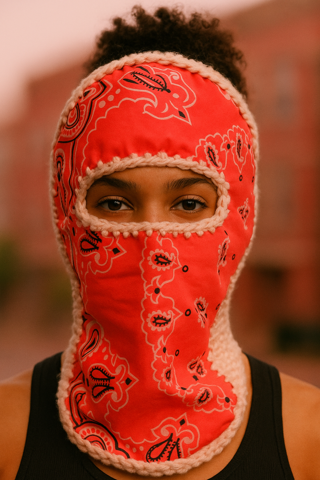 Pink Bandana Crochet Balaclava