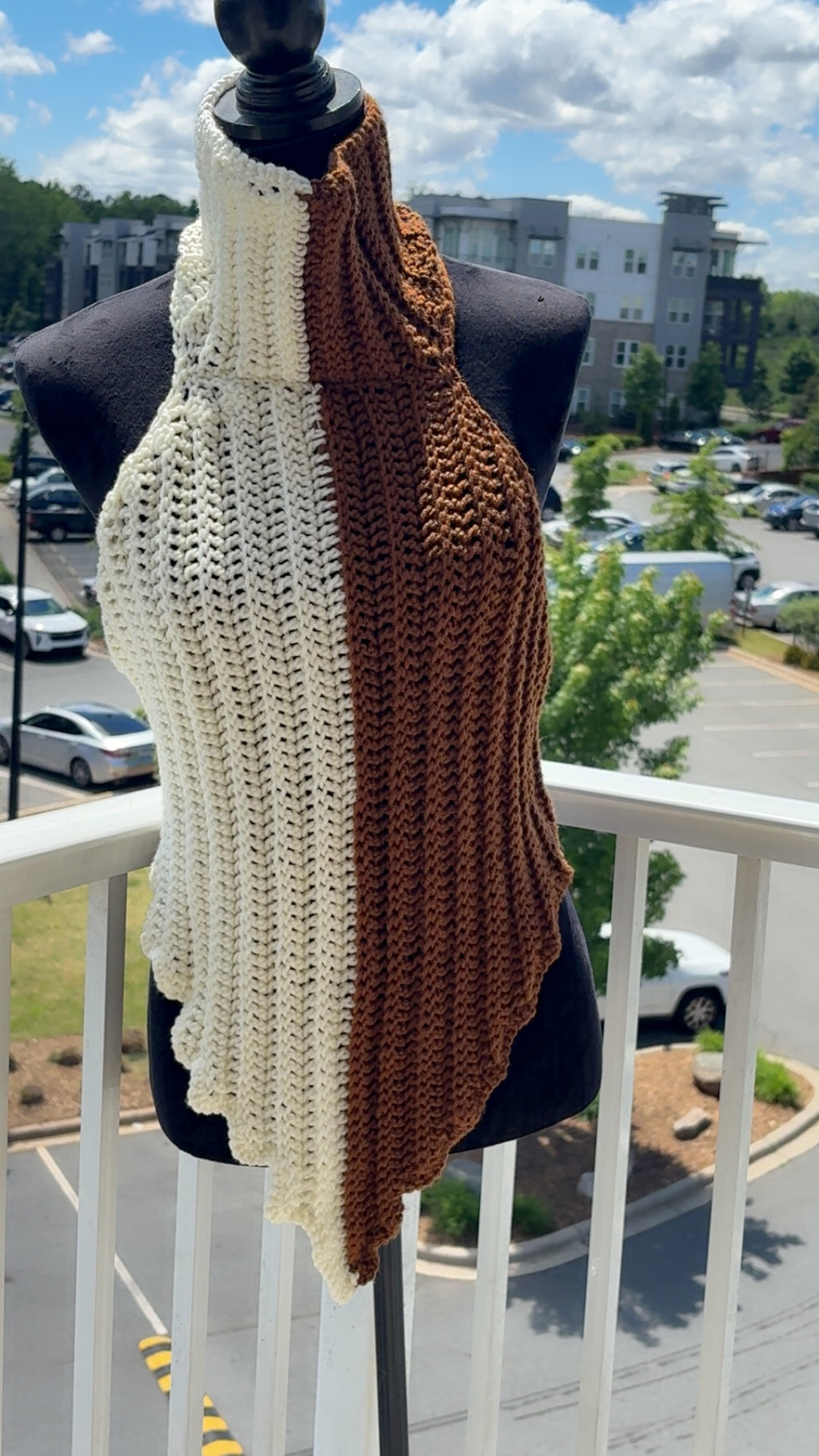 Ivory & Cocoa Goddess: Two-Tone Crochet Halter Top