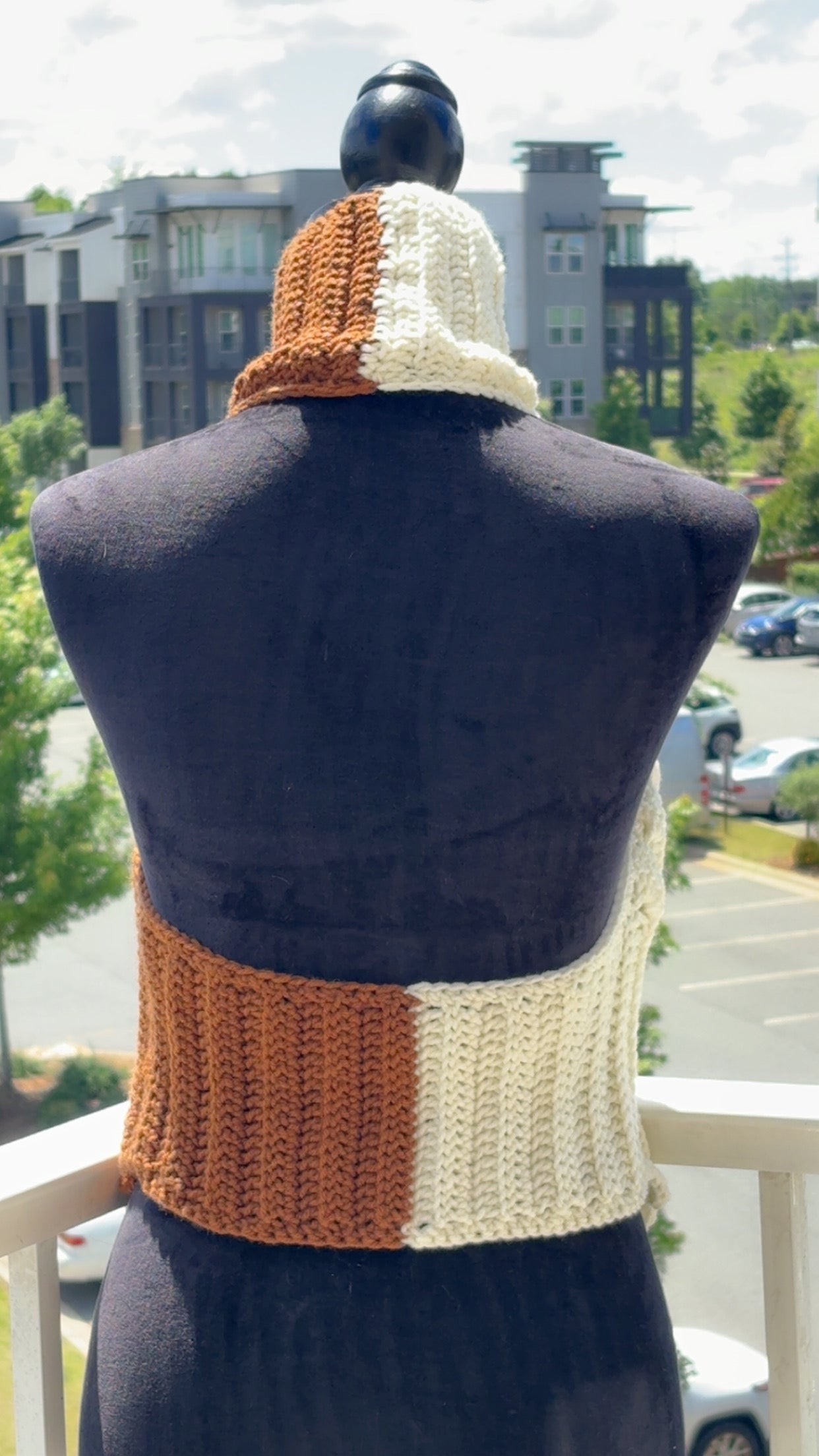 Ivory & Cocoa Goddess: Two-Tone Crochet Halter Top